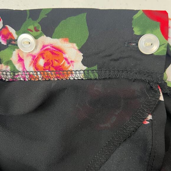 Boohoo Womens Floral Maxi Skirt With Tie Waist Black Red‎ 6 Whimsy Romantic - Picture 8 of 12